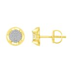 LADIES STUD EARRINGS 0.16CT ROUND DIAMOND 10K YELLOW GOLD