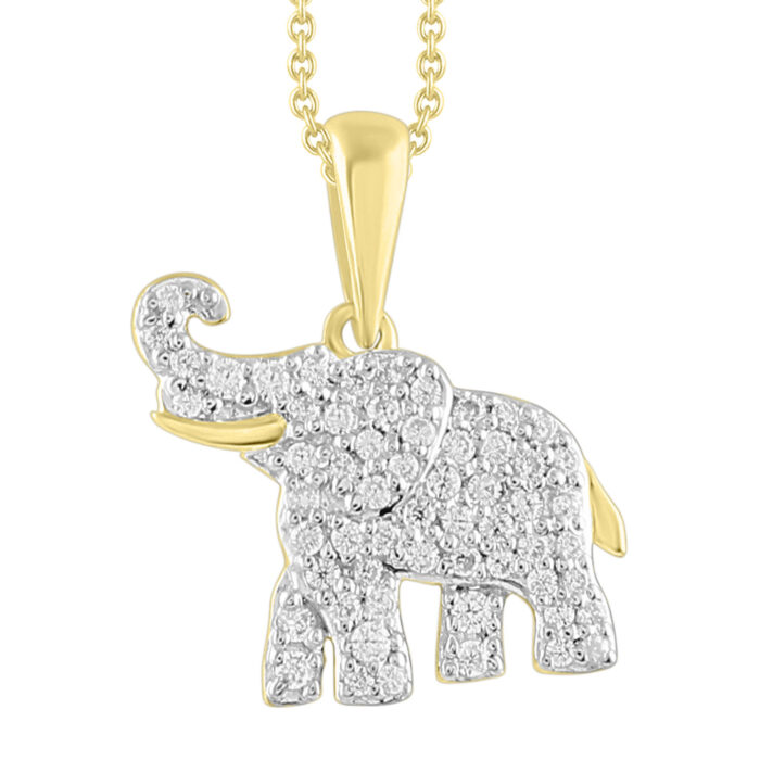 LADIES PENDANT WITH CHAIN 0.25CT ROUND DIAMOND 10K YELLOW GOLD - Image 1