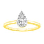 LADIES RING 0.25CT ROUND/BAGUETTE DIAMOND 10K YELLOW GOLD