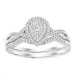LADIES BRIDAL SET 0.25CT ROUND DIAMOND STERLING SILVER WHITE
