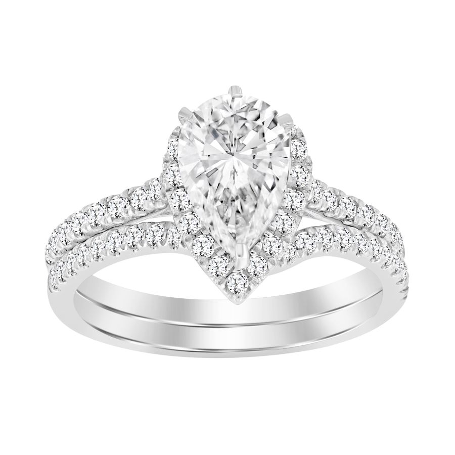 LADIES BRIDAL SET 0.50CT ROUND DIAMOND 14K WHITE GOLD 1 LADIES BRIDAL SET 0.50CT ROUND DIAMOND 14K WHITE GOLD - Image 1
