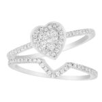 LADIES BRIDAL SET 0.40CT ROUND/BAGUETTE DIAMOND 10K WHITE GOLD