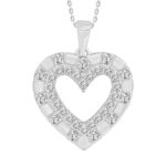 LADIES PENDANT WITH CHAIN 0.50CT ROUND DIAMOND 10K WHITE GOLD