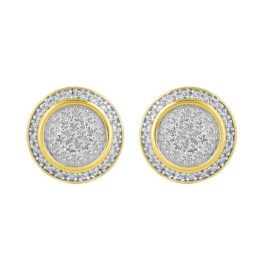 MEN'S STUD EARRINGS 0.25CT ROUND DIAMOND 10K YELLOW GOLD 1 MEN'S STUD EARRINGS 0.25CT ROUND DIAMOND 10K YELLOW GOLD - Image 1