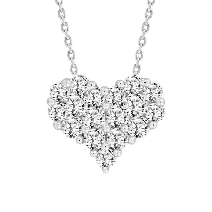LADIES PENDANT WITH CHAIN 0.30CT ROUND DIAMOND 14K WHITE GOLD - Image 1