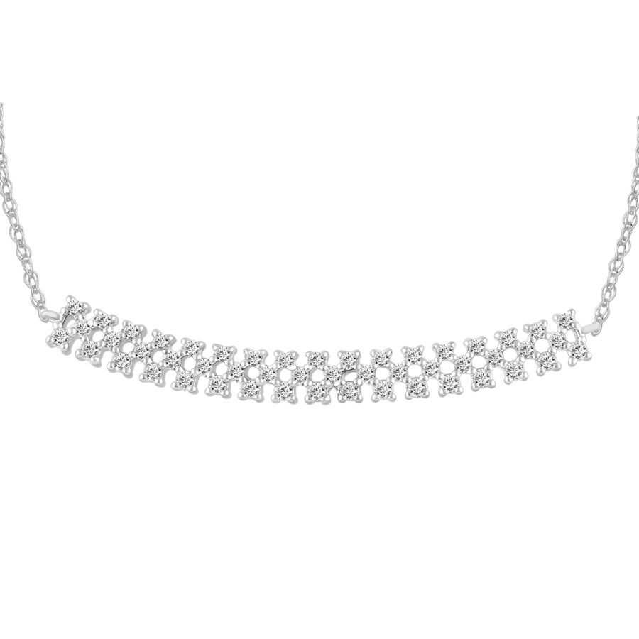 LADIES NECKLACE 0.25CT ROUND DIAMOND 10K WHITE GOLD 1 LADIES NECKLACE 0.25CT ROUND DIAMOND 10K WHITE GOLD - Image 1