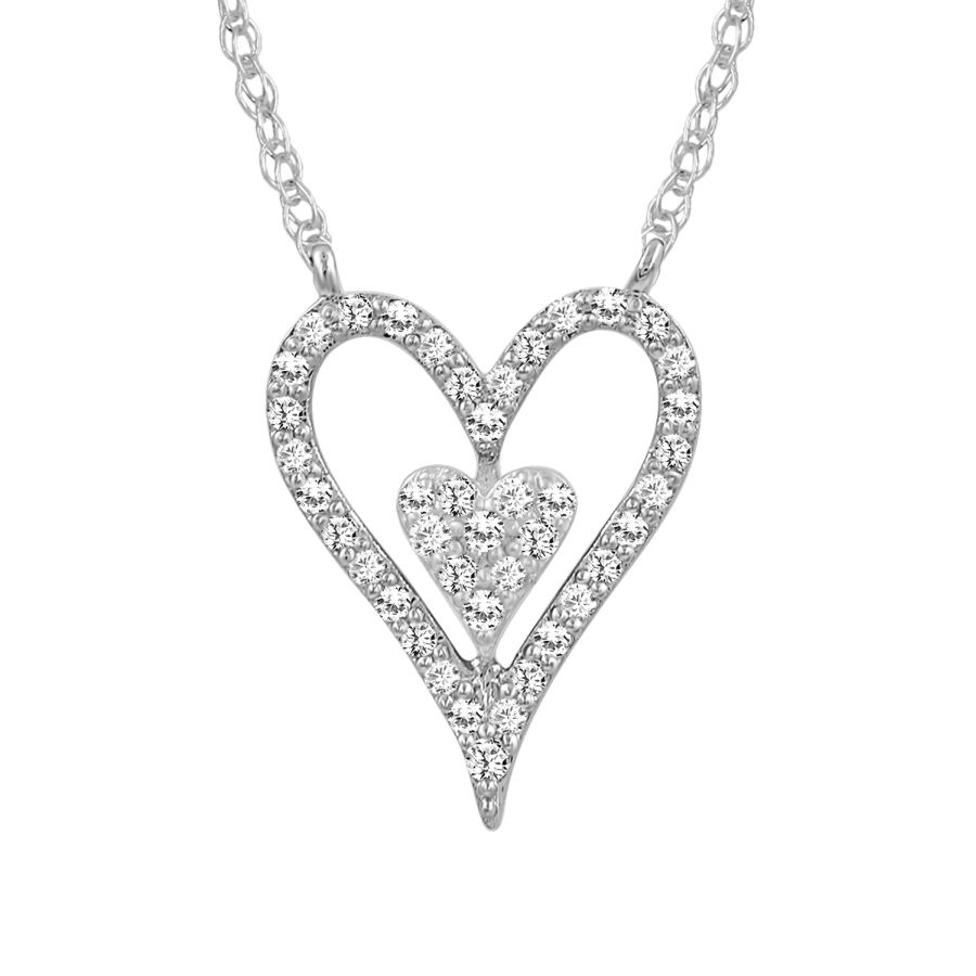 LADIES NECKLACE 0.25CT ROUND DIAMOND 10K WHITE GOLD 1 LADIES NECKLACE 0.25CT ROUND DIAMOND 10K WHITE GOLD - Image 1