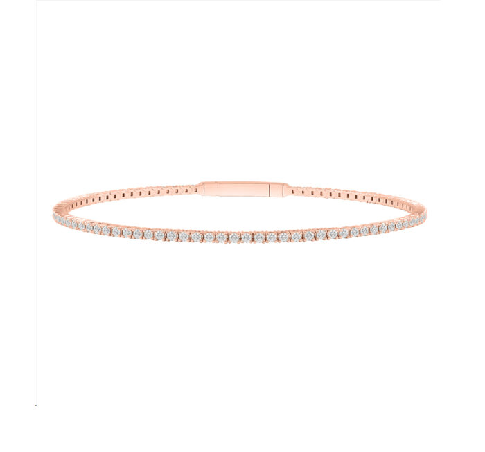 LADIES FLEXIBLE BANGLE 3.00CT ROUND DIAMOND 14K ROSE GOLD - Image 1