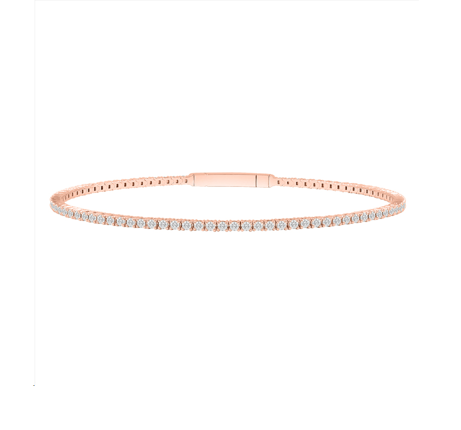 LADIES FLEXIBLE BANGLE 3.00CT ROUND DIAMOND 14K ROSE GOLD 1 LADIES FLEXIBLE BANGLE 3.00CT ROUND DIAMOND 14K ROSE GOLD - Image 1
