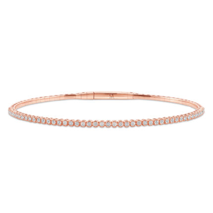 LADIES HALF FLEXIBLE BANGLE 1.00CT ROUND DIAMOND 14K ROSE GOLD