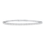 LADIES HALF FLEXIBLE BANGLE 1.00CT ROUND DIAMOND 14K WHITE GOLD