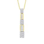LADIES PENDANT WITH CHAIN 0.50CT ROUND/BAGUETTE DIAMOND 14K WHITE GOLD (SI QUALITY)