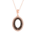 LADIES PENDANT 0.25CT WITH CHAIN DARK BROWN/ROUND DIAMOND 14K ROSE GOLD