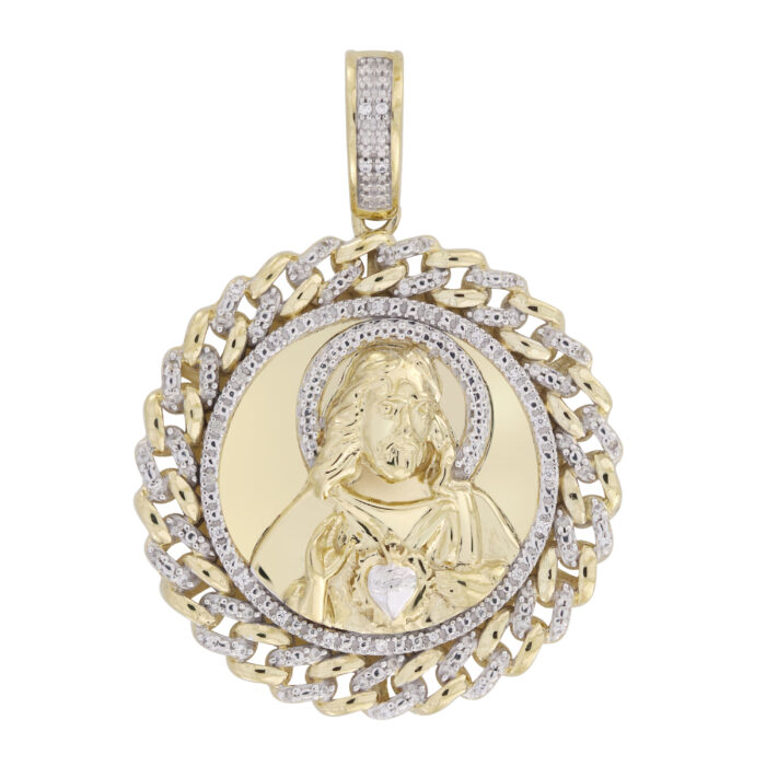 MEN'S CHARM PENDANT 0.15CT ROUND DIAMOND 10K YELLOW GOLD - Image 1
