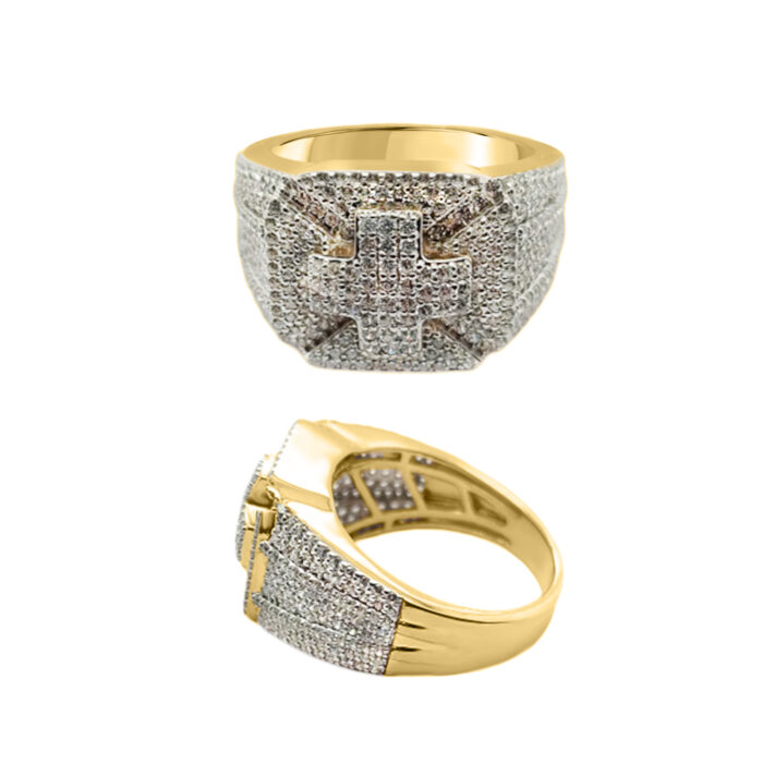 MEN'S RING 1.00CT ROUND DIAMOND 10K YELLOW GOLD - Image 1