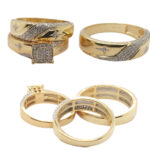 UNISEX TRIOS SET 0.50CT ROUND DIAMOND 10K YELLOW GOLD