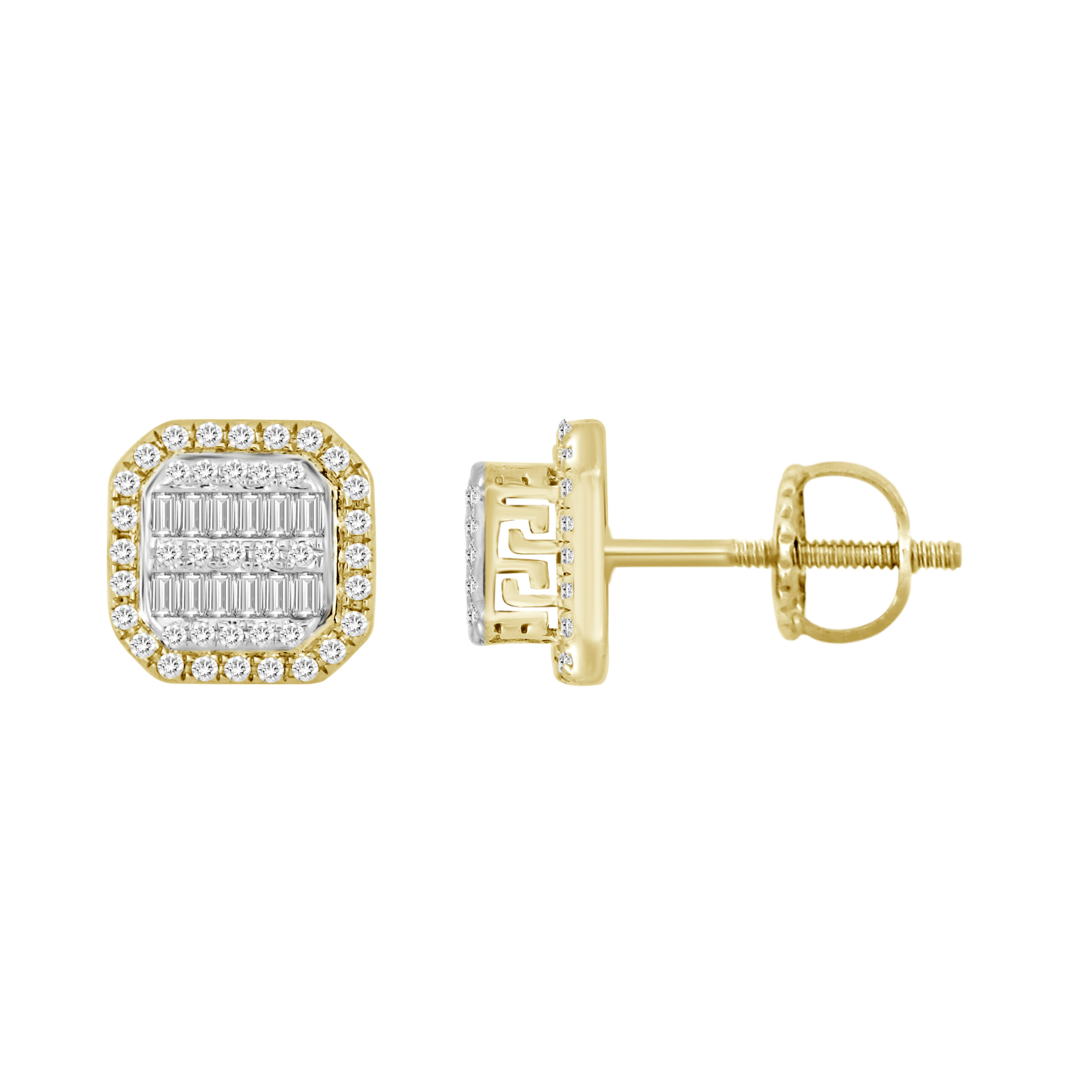 LADIES EARRINGS 0.33CT ROUND/BAGUETTE DIAMOND 10K YELLOW GOLD 1 LADIES EARRINGS 0.33CT ROUND/BAGUETTE DIAMOND 10K YELLOW GOLD - Image 1