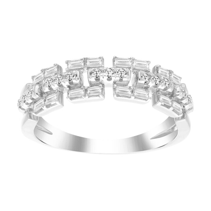 LADIES  BAND 0.50CT ROUND/BAGUETTE DIAMOND 14K WHITE GOLD(SI QUALITY) - Image 1
