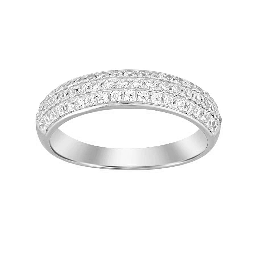 LADIES BAND 0.50CT ROUND DIAMOND 10K WHITE GOLD 1 LADIES BAND 0.50CT ROUND DIAMOND 10K WHITE GOLD - Image 1