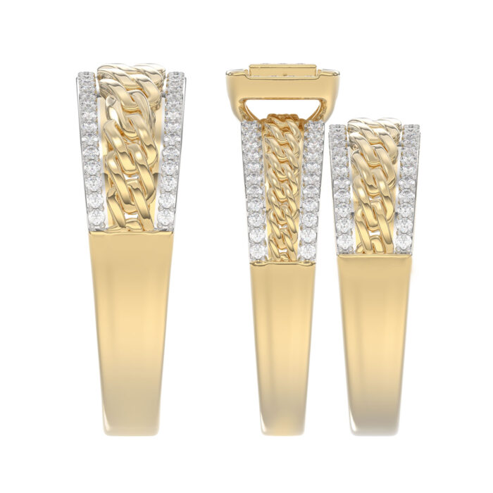 LADIES TRIOS SET 0.50CT ROUND DIAMOND 10K YELLOW GOLD - Image 3