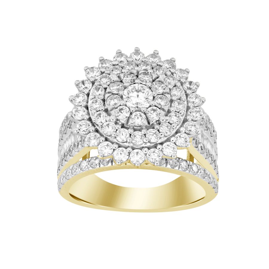 LADIES RING 3.00CT ROUND/BAGUETTE DIAMOND 10K YELLOW GOLD 1 LADIES RING 3.00CT ROUND/BAGUETTE DIAMOND 10K YELLOW GOLD - Image 1