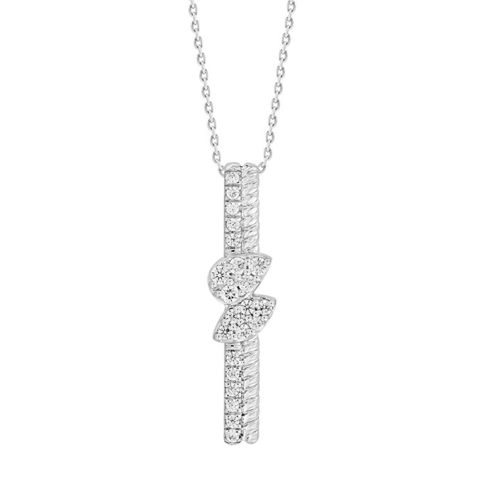 LADIES PENDANT 0.25CT ROUND DIAMOND 14K WHITE GOLD (SI QUALITY) - Image 1