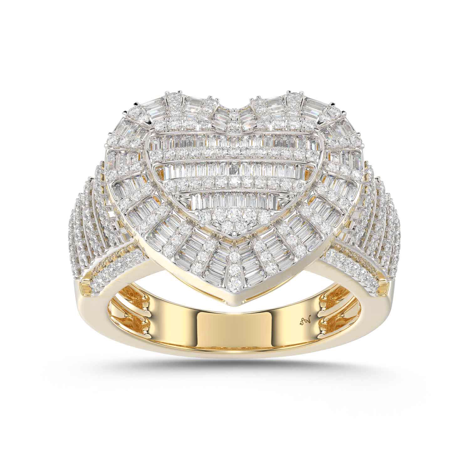 LADIES RING 1.00CT ROUND/BAGUETTE DIAMOND 10K YELLOW GOLD - Image 1