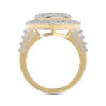 LADIES RING 1.00CT ROUND/BAGUETTE DIAMOND 10K YELLOW GOLD - Image 2