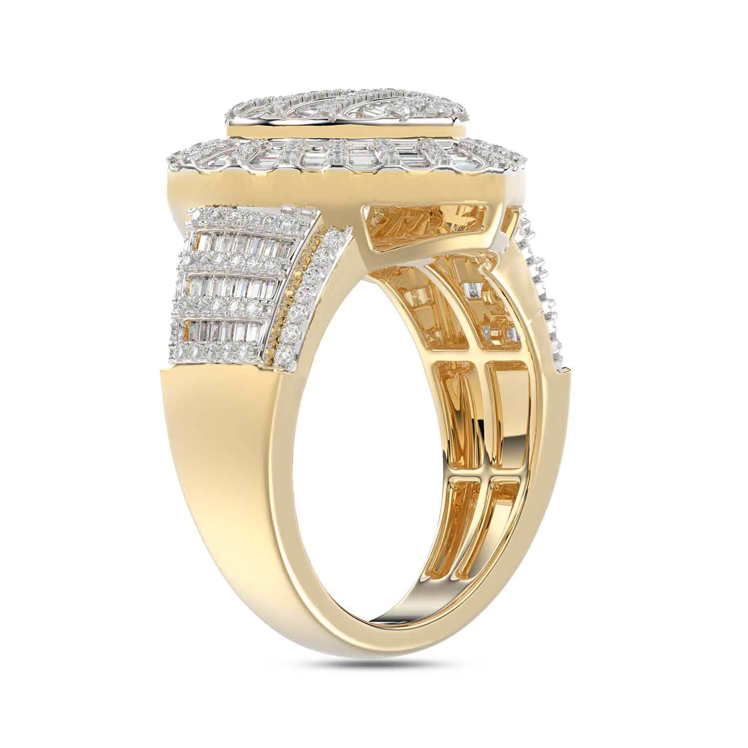 LADIES RING 1.00CT ROUND/BAGUETTE DIAMOND 10K YELLOW GOLD - Image 4