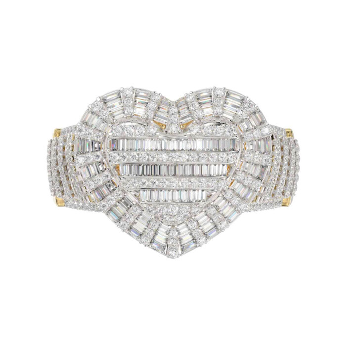 LADIES RING 1.00CT ROUND/BAGUETTE DIAMOND 10K YELLOW GOLD - Image 5