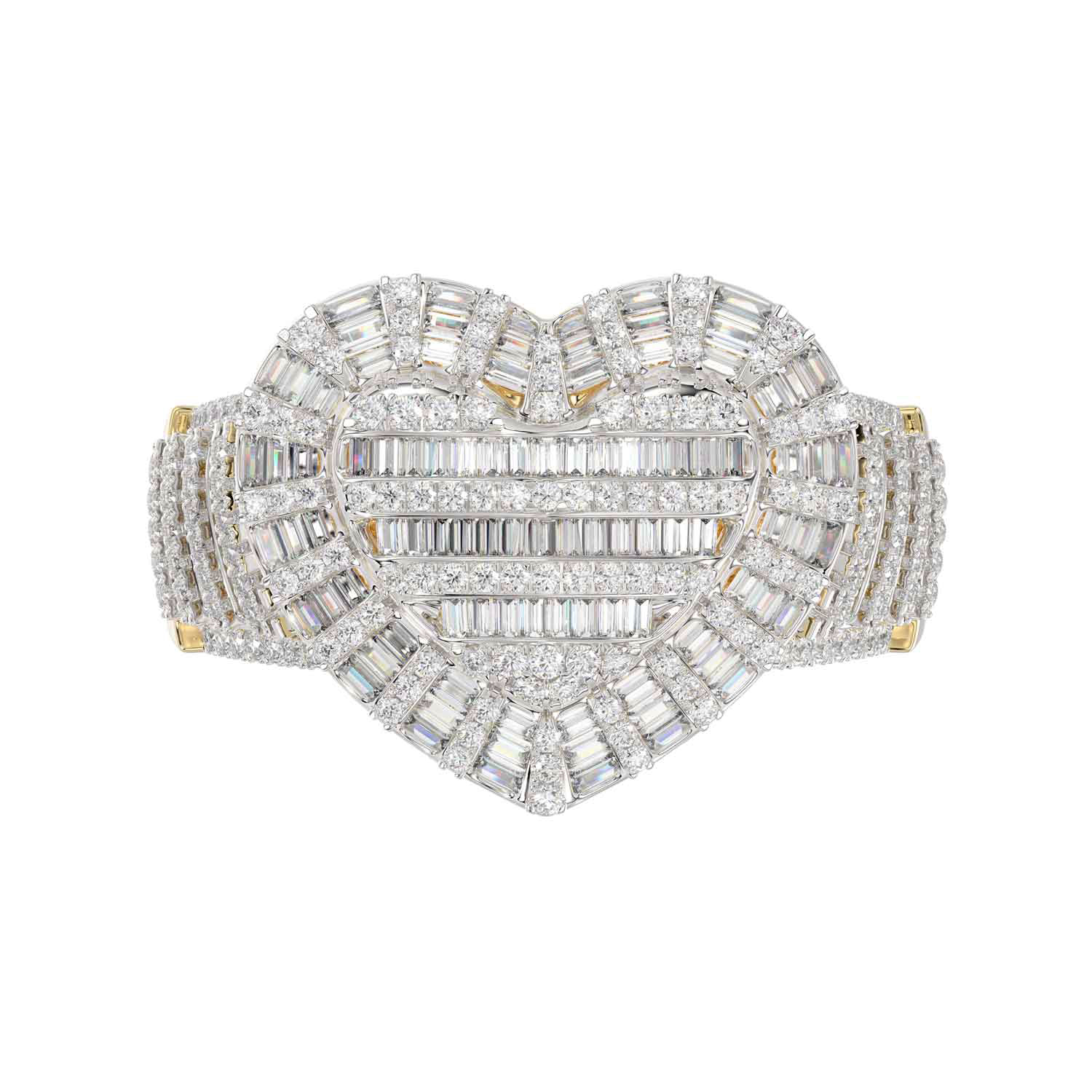 LADIES RING 1.00CT ROUND/BAGUETTE DIAMOND 10K YELLOW GOLD - Image 5