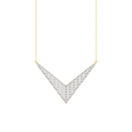 LADIES NECKLACE 0.33CT ROUND DIAMOND 14K YELLOW GOLD