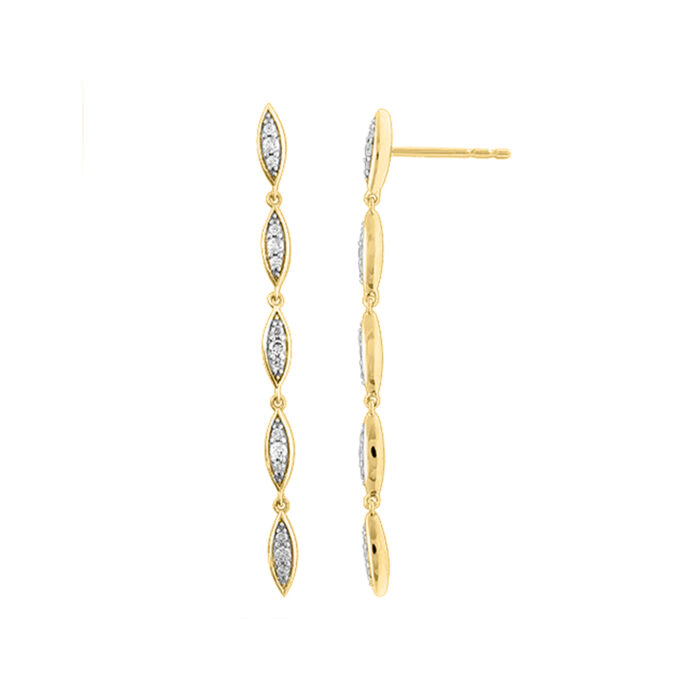 LADIES  EARRINGS 0.20CT ROUND DIAMOND 14K YELLOW GOLD - Image 1