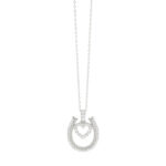 LADIES PENDANT WITH CHAIN 0.25CT ROUND DIAMOND 14K WHITE GOLD