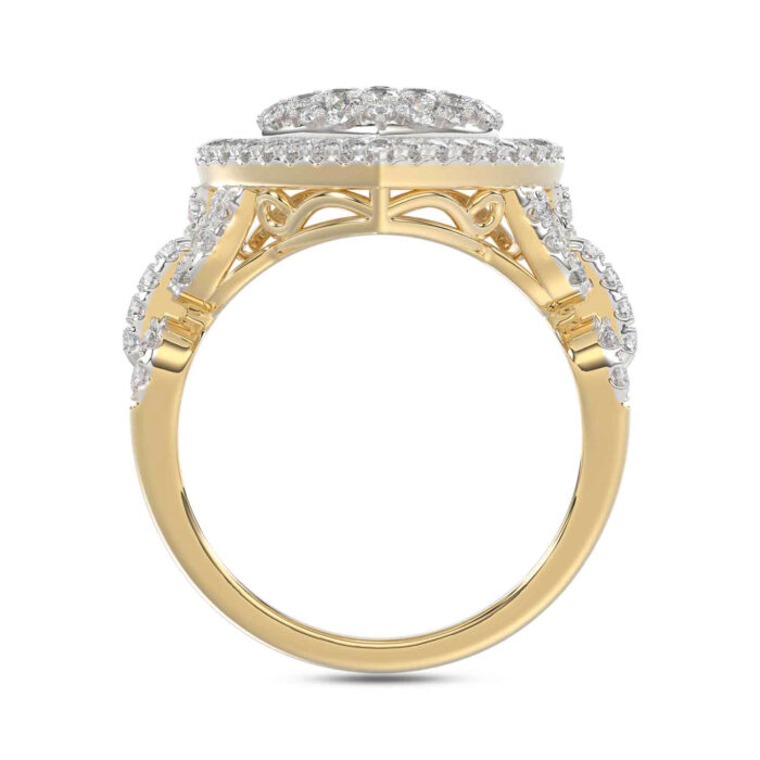 LADIES RING 1.00CT ROUND/BAGUETTE DIAMOND 10K YELLOW GOLD - Image 2