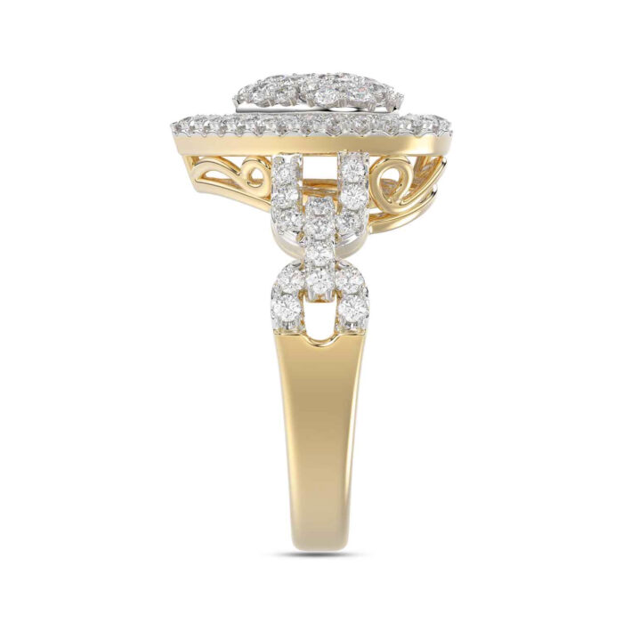 LADIES RING 1.00CT ROUND/BAGUETTE DIAMOND 10K YELLOW GOLD - Image 3