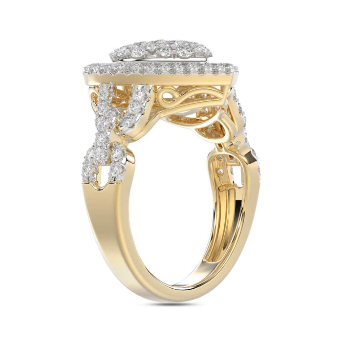 LADIES RING 1.00CT ROUND/BAGUETTE DIAMOND 10K YELLOW GOLD - Image 4