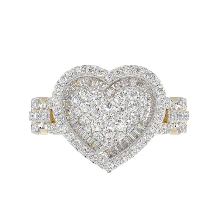 LADIES RING 1.00CT ROUND/BAGUETTE DIAMOND 10K YELLOW GOLD - Image 5
