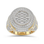 MEN'S RING 2.75CT ROUND/BAGUETTE DIAMOND 10K YELLOW GOLD