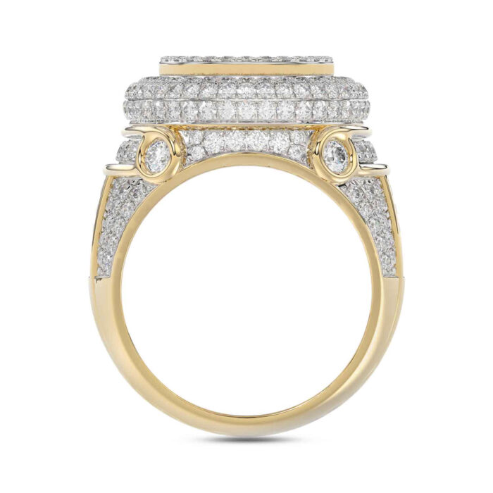 MEN'S RING 2.75CT ROUND/BAGUETTE DIAMOND 10K YELLOW GOLD - Image 2