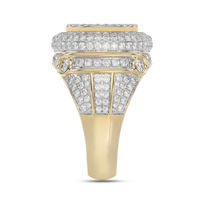 MEN'S RING 2.75CT ROUND/BAGUETTE DIAMOND 10K YELLOW GOLD - Image 3