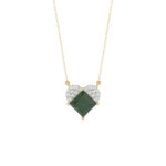 LADIES PENDANT 1.45CT ROUND/GREEN EMERALD PRINCESS DIAMOND 14K YELLOW GOLD (GREEN EMERALD PRINCESS 1.32CT)