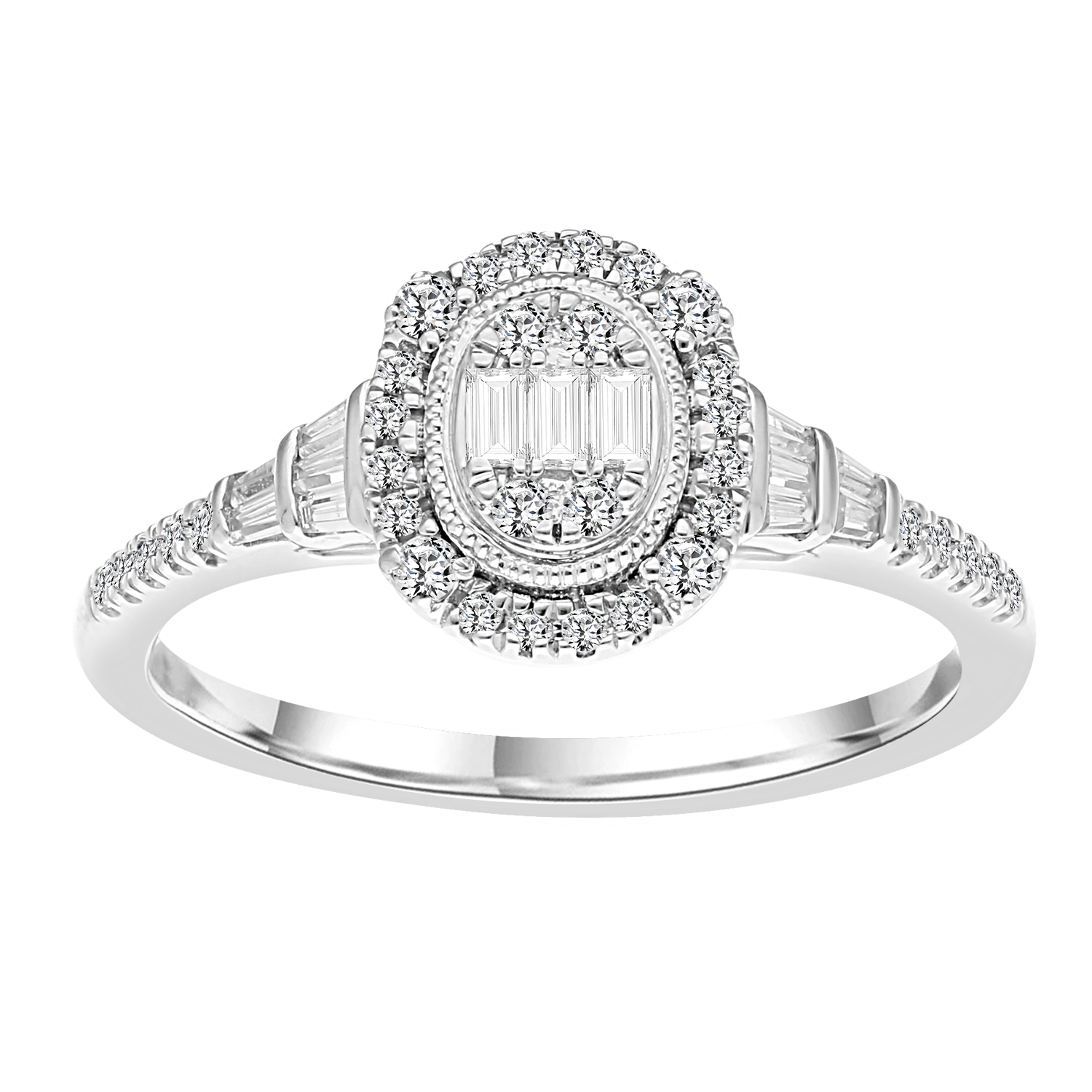 LADIES RING 0.33CT ROUND/BAGUETTE DIAMOND 14K WHITE GOLD (SI QUALITY) 1 LADIES RING 0.33CT ROUND/BAGUETTE DIAMOND 14K WHITE GOLD (SI QUALITY) - Image 1