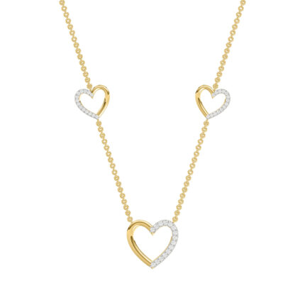 LADIES NECKLACE 0.20CT ROUND DIAMOND 14K YELLOW GOLD