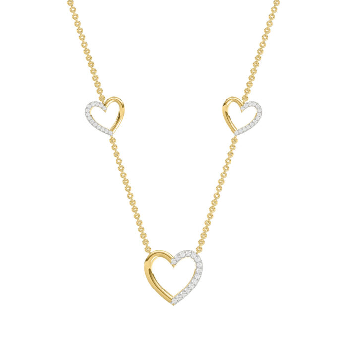 LADIES NECKLACE 0.20CT ROUND DIAMOND 14K YELLOW GOLD - Image 1