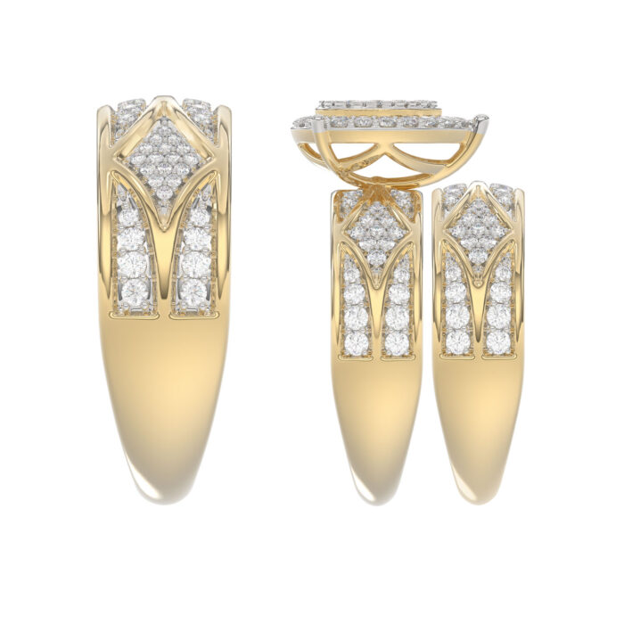 LADIES TRIO SET 1.33CT ROUND DIAMOND 10K YELLOW GOLD - Image 3