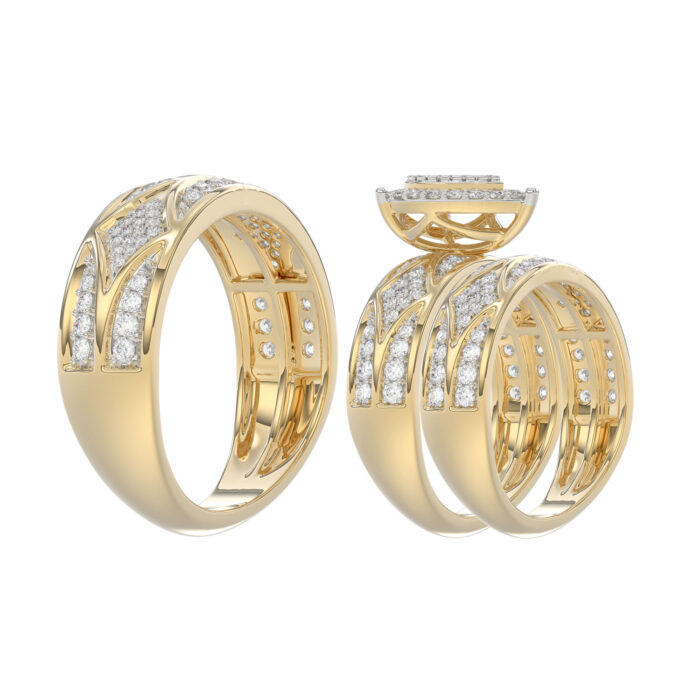 LADIES TRIO SET 1.33CT ROUND DIAMOND 10K YELLOW GOLD - Image 4
