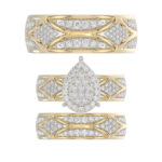 LADIES TRIO SET 1.33CT ROUND DIAMOND 10K YELLOW GOLD - Image 5