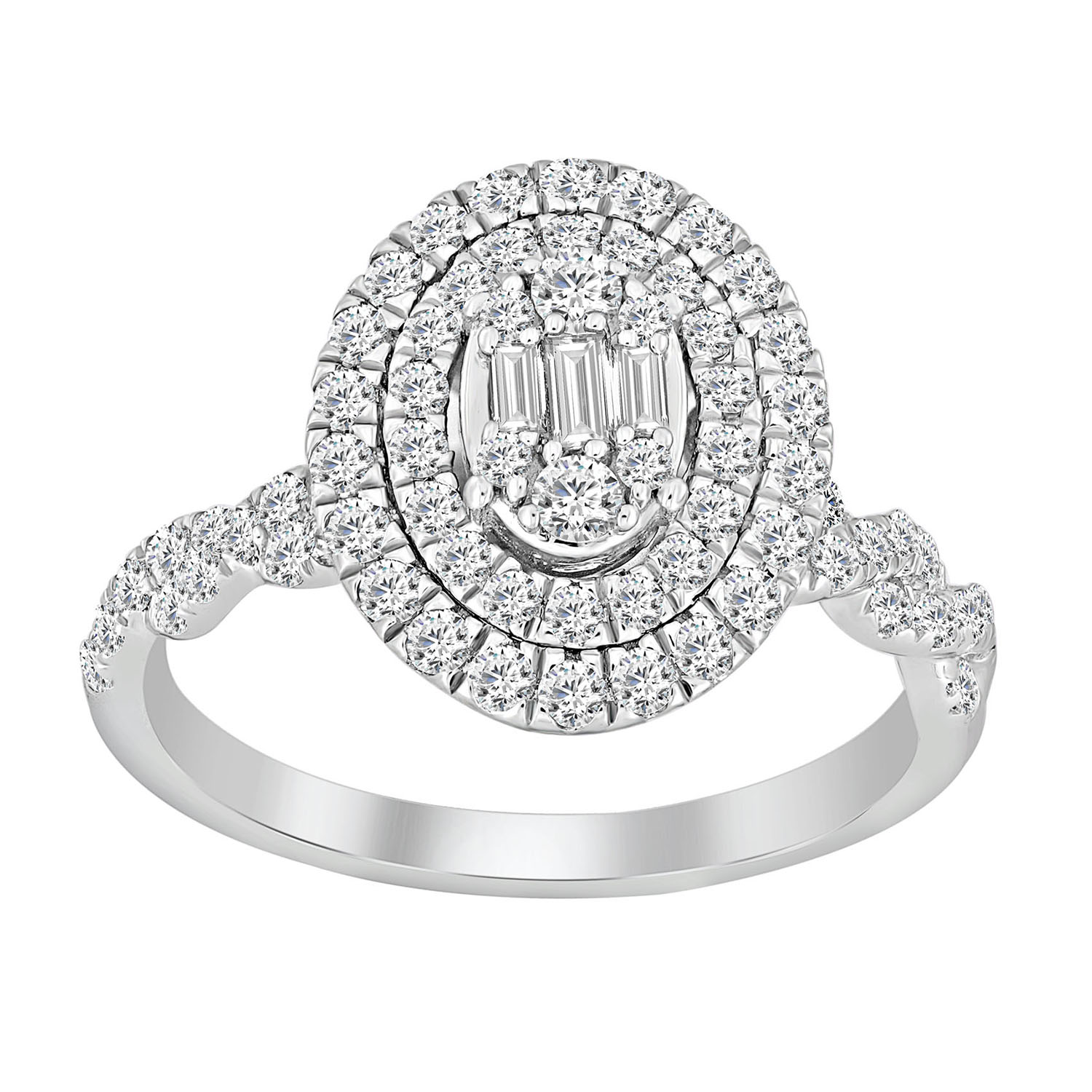 LADIES RING 0.75CT ROUND/BAGUETTE DIAMOND 14K WHITE GOLD 1 LADIES RING 0.75CT ROUND/BAGUETTE DIAMOND 14K WHITE GOLD - Image 1