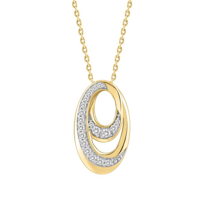 LADIES PENDANT WITH CHAIN 0.16CT ROUND DIAMOND 14K YELLOW GOLD - Image 1